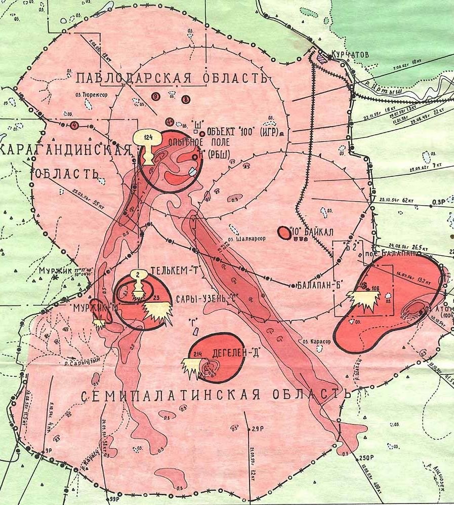 Карта ядерных взрывов в ссср